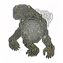 An AI-inspired tattoo design incorporating circuit patterns and binary code, symbolizing the fusion of technology and creativity tattoo design idea