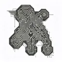 An AI-inspired tattoo design incorporating circuit patterns and binary code, symbolizing the fusion of technology and creativity tattoo design idea