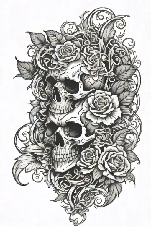 Pieces mythic background black and white drawing tattoo design idea