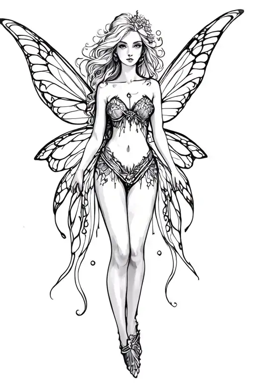 sexy fairy tattoo design idea