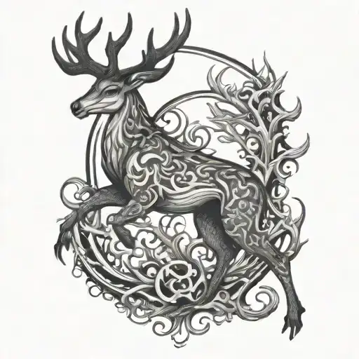deer dragon tattoo design idea