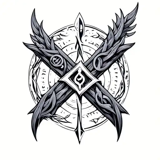 Binding runes engraved tattoo design idea