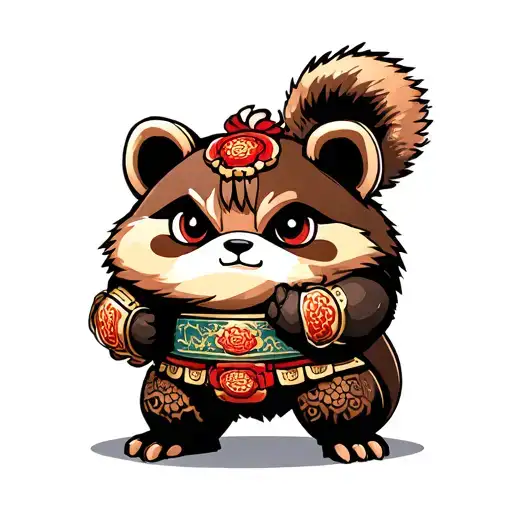 japan tanuki armor holding tattoo design idea