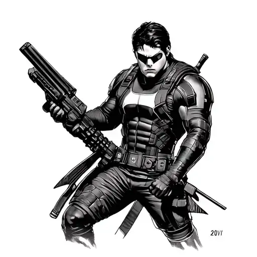 winter soldier aka bucky barnes from marvel tattoo design idea