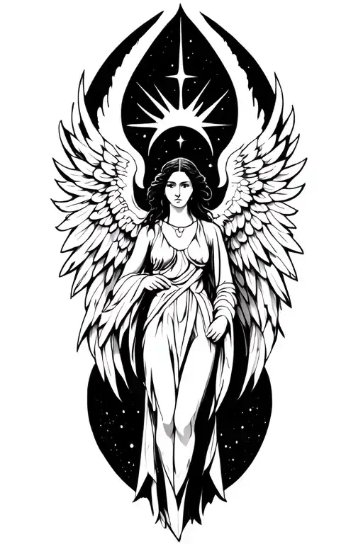 seraphim angel in universe tattoo design idea