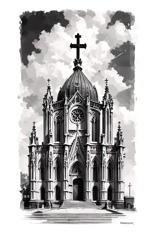 Catholic cathedral  tattoo design idea