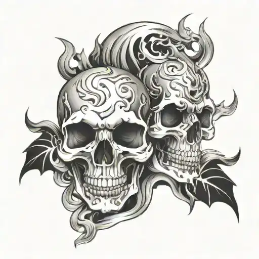 Skulls And Flames tattoo design idea