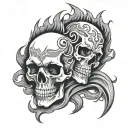 Skulls And Flames tattoo design idea