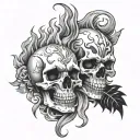 Skulls And Flames tattoo design idea