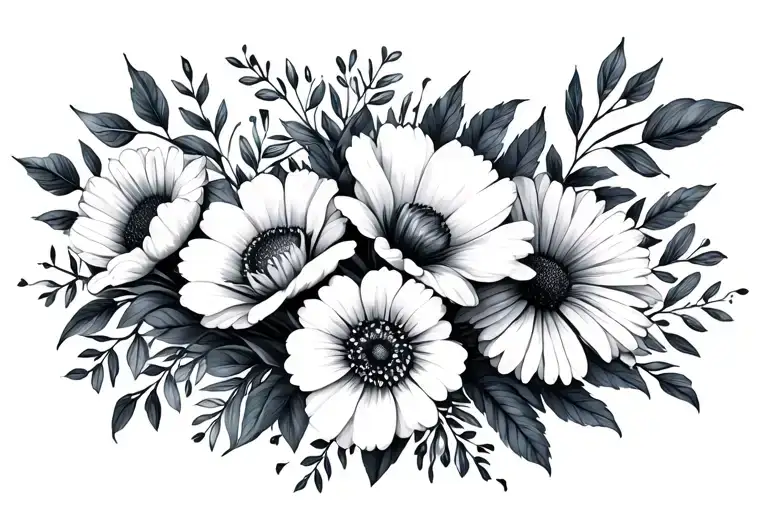 birth flower bouquet August December April November birth flowers tattoo design idea