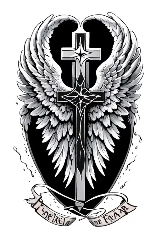 angel wing cross faith over fear tattoo tattoo design idea