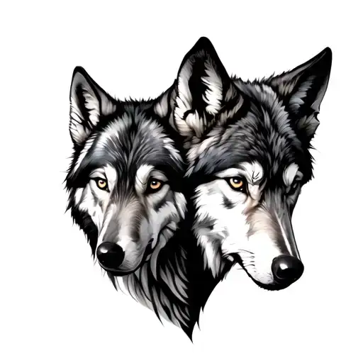 Male And Female Wolf tattoo design idea