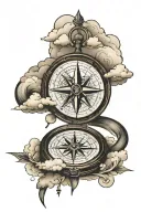 clouds all around a compass infinity symbol  tattoo design idea