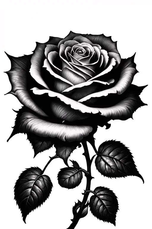 three thorned rose tattoo design idea