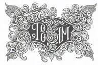 A tattoo stencil design for Yiddish-inspired names חיים (Chaim) and יהודית (Yehudit), each styled for placement just abo tattoo design idea