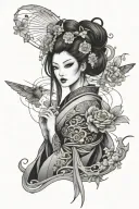 dark goth geisha tattoo design idea
