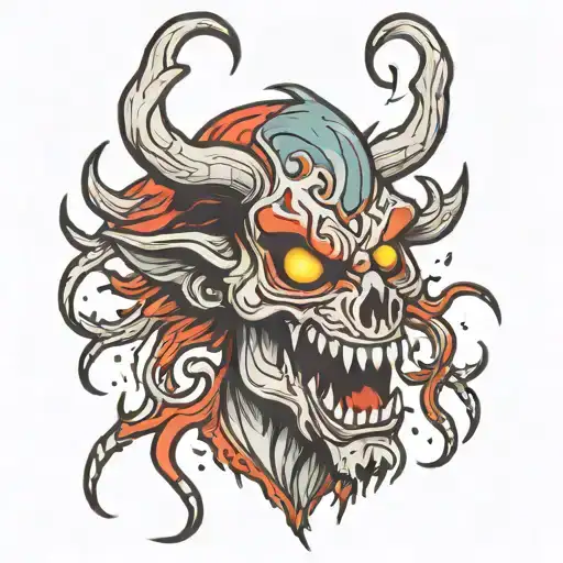 American Traditional wendigo tattoo design idea
