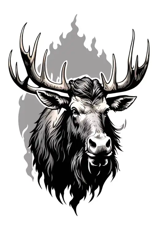 Viking moose tattoo design idea