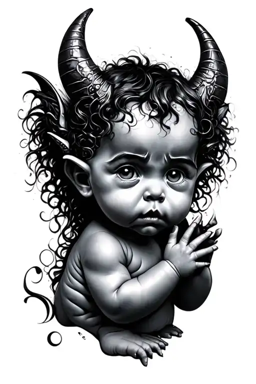 demon baby tattoo design idea