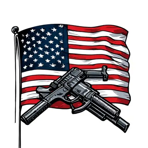 combat infantry badge on top of american flag tattoo design idea