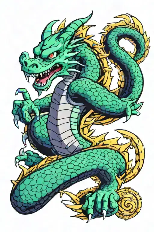 shenron dragon ball z shoulder with n64 characters tattoo design idea