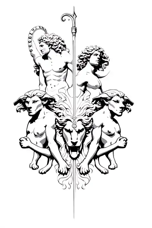 greek mythology inspired tattoo featuring zeus posiedon hades athena ares cerberus medusa tattoo design idea