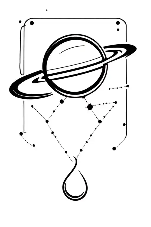 aquarius constellation with Saturn and the water heater sign tattoo design idea