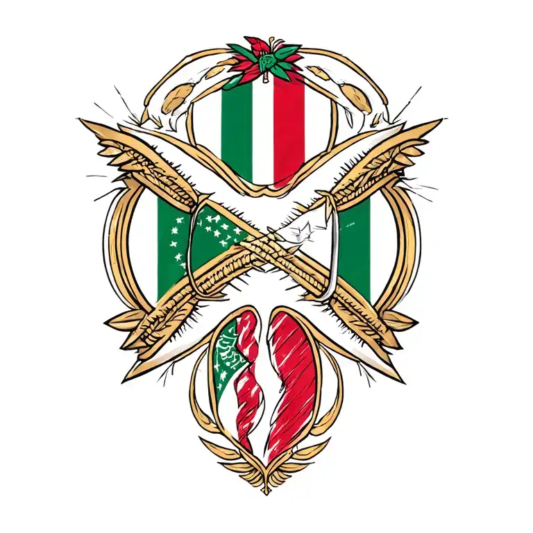 Nigerian flag merged tattoo design idea