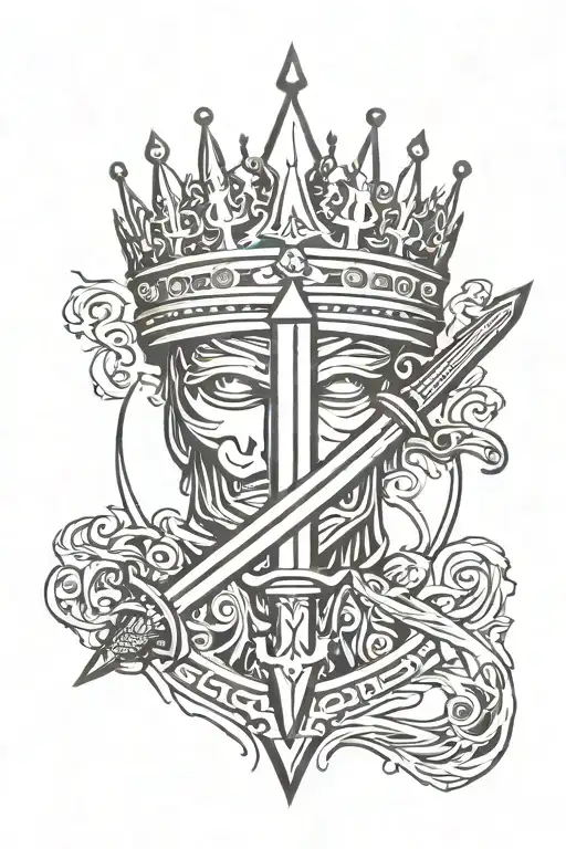Santiago with crown and sword tattoo design idea