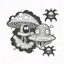 Rick  and morty spacejet magicmushrooms tattoos black and white tattoo design idea