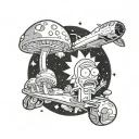 Rick  and morty spacejet magicmushrooms tattoos black and white tattoo design idea