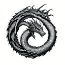circular ouroboros dragon tattoo design idea