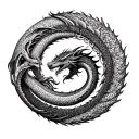 circular ouroboros dragon tattoo design idea