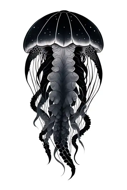 jelly fish sea turtle and manta ray realistic portrait geometric tattoo design idea