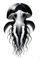 jelly fish sea turtle and manta ray realistic portrait geometric tattoo design idea