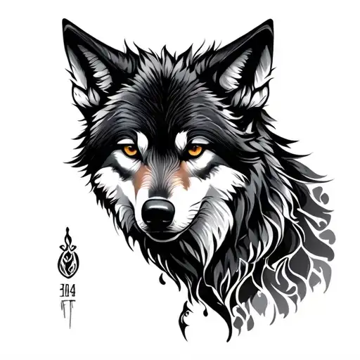 Feminine Wolf tattoo design idea