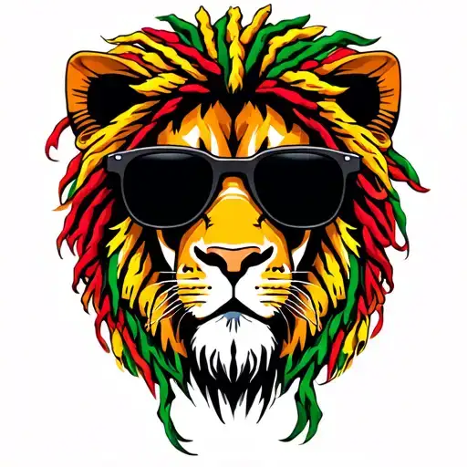 Lion Rasta Dreads Sunglasses tattoo design idea