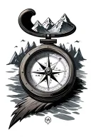 compass with mountains tattoo design idea