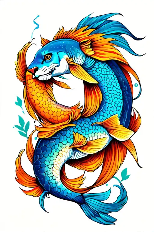 Pisces, Leo, Sagittarius family tattoo design idea