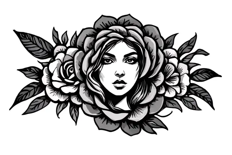 woman armband tribal rose and marigold Aztec and Celtic symbols   tattoo design idea