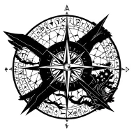 vegvisir viking compass including tree of life and abundant runes of health protection tattoo design idea