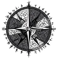 vegvisir viking compass including tree of life and abundant runes of health protection tattoo design idea