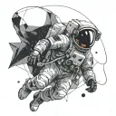 Astronaut floating in space, interstellar theme, geometric tattoo design idea