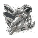 Astronaut floating in space, interstellar theme, geometric tattoo design idea