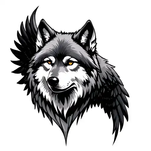 wolf with wings tattoo design idea