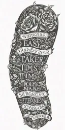 Writing Hard Times Make You Stronger, Easy Times Make You Weaker tattoo design idea