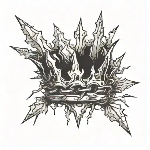 Small minimalistic thorn crown that looks like a broken chain tattoo design idea