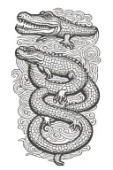 alligator swimming tattoo design idea