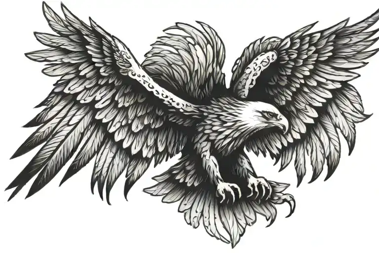 the eagle flies with its wings spread tattoo design idea