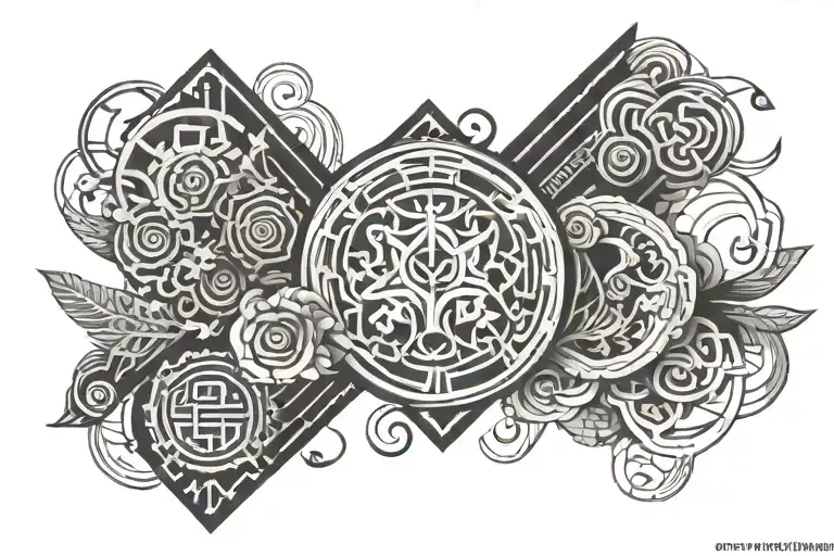 japenese geometric patterns chest tattoo tattoo design idea